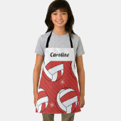 女子バレーボール赤ボール&雪フェスティバル名可愛い エプロン (インサイチュ)