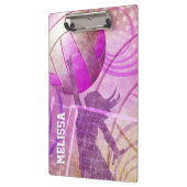 女子バレーボール選手がネットでジャンプ クリップボード (左)