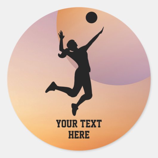 女子バレーボール選手ビーチバレーボール ラウンドシール (正面)