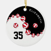 女子バレーボール陰陽 パーソナライズされた セラミックオーナメント (正面)