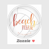 女子バレーボール「ビーチお願い」タイポグラフィ シール (シート)