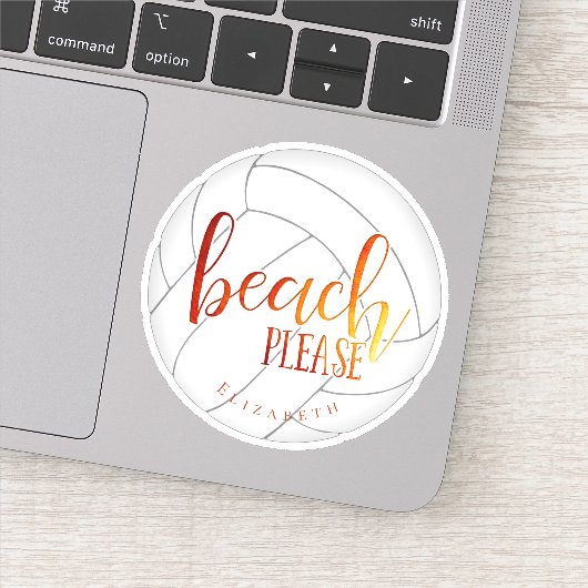 女子バレーボール「ビーチお願い」タイポグラフィ シール (詳細)