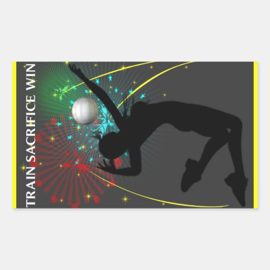 女子バレ感動的レーボールシール 長方形シール (正面)