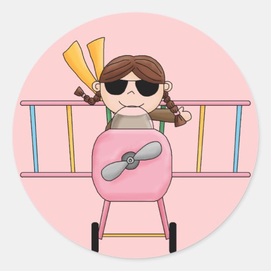 女子パイロットTシャツとギフト ラウンドシール (正面)