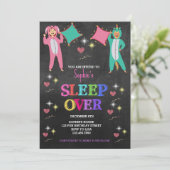 女子パジャマパーティー,お泊まりパーティー,スリーパー誕生日 招待状 (スタンド正面)