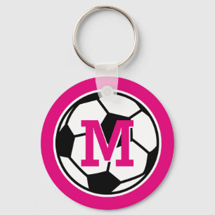 女子パーソナライズされたのサッカーキーホルダーモノグラム キーホルダー