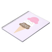 女子パーソナライズされたアイスクリームコーン手帳 ノートブック (左側)