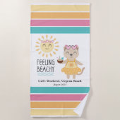 女子パーソナライズされたウィークエンド感じのビーチイ ビーチタオル (正面)