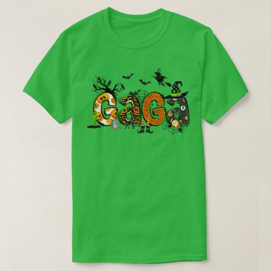 女子パーソナライズされたガガハロウィンシャ不気味ツ Tシャツ (デザイン正面)