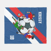 女子パーソナライズされたサッカーのデザイナー フリースブランケット (正面(横))