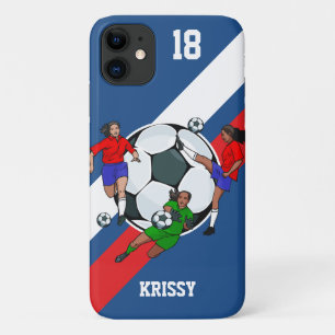 女子パーソナライズされたサッカーのデザイナー iPhone 11 ケース