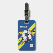 女子パーソナライズされたサッカーバッグラベル ラゲッジタグ (正面縦)