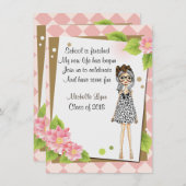 女子パーソナライズされたスタイリッシュ卒業の招待状 招待状 (正面/裏面)