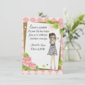 女子パーソナライズされたスタイリッシュ卒業の招待状 招待状 (スタンド正面)