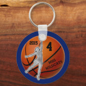 女子パーソナライズされたチームのバスケットボールキーチェーン キーホルダー (正面)