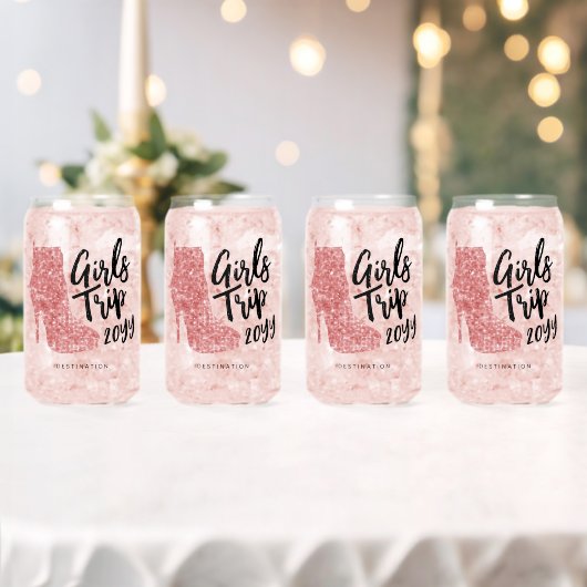 女子パーソナライズされたトリップディスコ鏡ピンクブーツ ガラス缶 (インサイチュ (ウェディング))