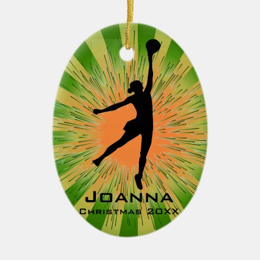 女子パーソナライズされたバレーボールオーナメント セラミックオーナメント (正面)