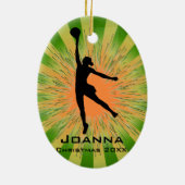 女子パーソナライズされたバレーボールオーナメント セラミックオーナメント (裏面)