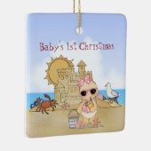 女子パーソナライズされたビーチクールベビー第1回クリスマス セラミックオーナメント (右)