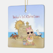 女子パーソナライズされたビーチクールベビー第1回クリスマス セラミックオーナメント (左)