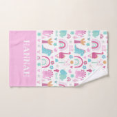 女子パーソナライズされた動力恐竜 バスタオルセット (ハンドタオル)