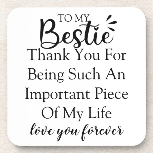 女子パーソナライズされた友人向けギフト最高の引用文 コースター (正面)