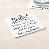 女子パーソナライズされた友人向けギフト最高の引用文 スクエアペーパーコースター (アングル)