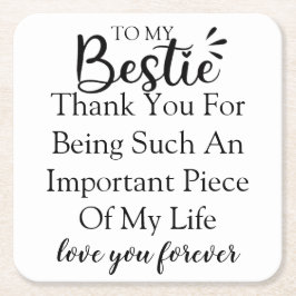 女子パーソナライズされた友人向けギフト最高の引用文 スクエアペーパーコースター