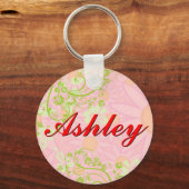女子パーソナライズされた名キーチェーン キーホルダー (正面)