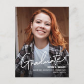 女子パーソナライズされた大学大学院写真 案内ポストカード (正面)