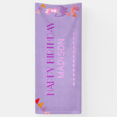 女子パーソナライズされた恐竜誕生日 横断幕 (縦)