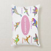 女子パーソナライズされた恐竜 アクセントクッション (正面(垂直))
