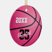 女子パーソナライズされた用ピンクバスケットボールオーナメント セラミックオーナメント (右)