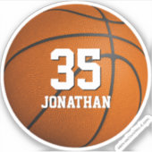 女子パーソナライズされた男子バスケットボール選手のギフト シール (正面)