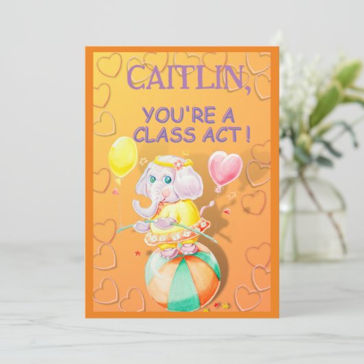 女子パーソナライズされた誕生日グリーティングカード シーズンカード (スタンド正面)