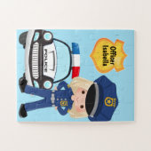 女子パーソナライズされた警察官とパトロール車 ジグソーパズル (横)