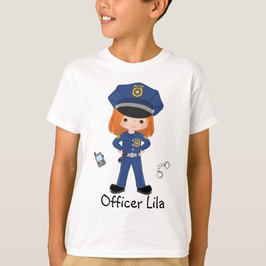 女子パーソナライズされた警察官の法執行 Tシャツ (正面)