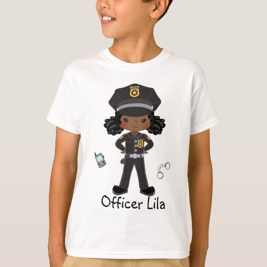 女子パーソナライズされた警察官T法執行 Tシャツ (正面)