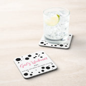 女子パーソナライズされた週末ピンク点々のある コースター (右側)