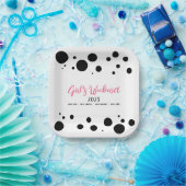 女子パーソナライズされた週末ピンク点々のある ペーパープレート (パーティー)