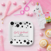 女子パーソナライズされた週末ピンク点々のある ペーパープレート (パーティー)