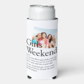 女子パーソナライズされた週末定義の写真 スリム缶クーラー (Seltzer正面)