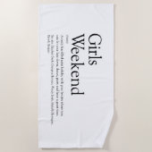 女子パーソナライズされた週末定義 ビーチタオル (正面)