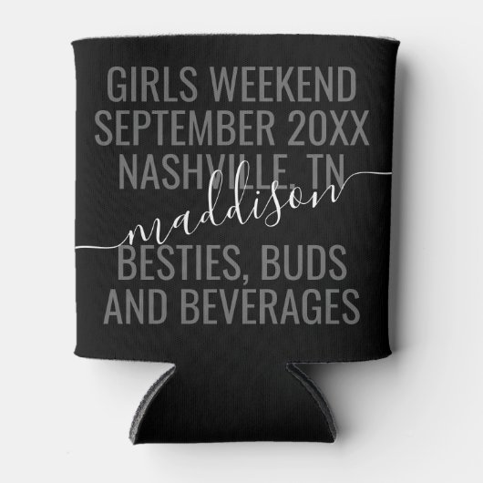 女子パーソナライズされた週末旅行カスタム 缶クーラー (正面)