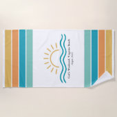 女子パーソナライズされた週末熱帯ストライプ女子 ビーチタオル (正面)