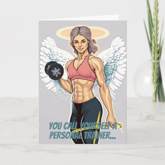 女子パーソナルトレーナーまたはコーチジム誕生日 カード (正面)