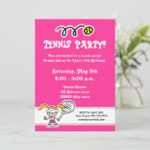女子パーティの招待状のテニス誕生日 招待状 (スタンド正面)