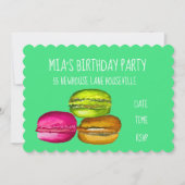 女子パーティーかわいいマカロン誕生日パーティー 招待状 (正面)