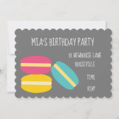 女子パーティーかわいいマカロン誕生日パーティー 招待状 (正面)