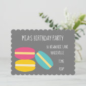 女子パーティーかわいいマカロン誕生日パーティー 招待状 (スタンド正面)